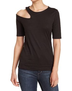 Gibsonlook Elbow-Length Sleeve Rib Tee - Black