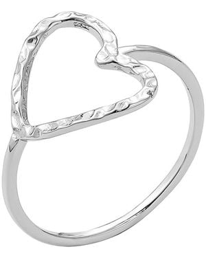 Adornia Hammered Open Heart Pendant Ring - White