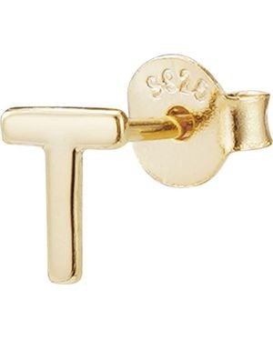 Adornia Fine Initial 925 Sterling Stud Earring - Metallic