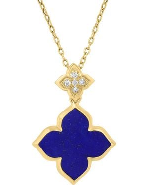 Effy Diamond & Lapis Lazuli Clover Pendant Necklace - Blue