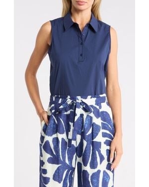 DR2 by Daniel Rainn Sleeveless Poplin Polo - Blue