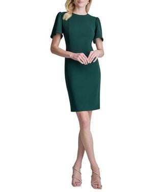 DKNY Flutter Sleeve Sheath Dress - Green