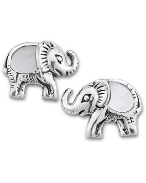 Samuel B. Elephant Stud Earrings - Metallic