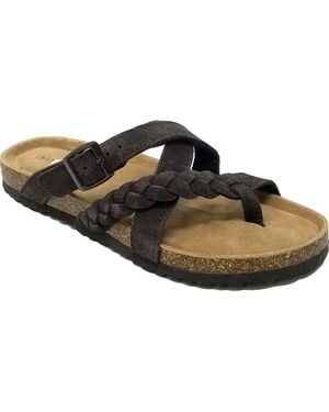 GAAHUU Leather Braided Strappy Sandal - Brown