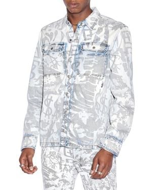 Ksubi Scorpio Icy Kollage Cotton Shirt Jacket - Blue