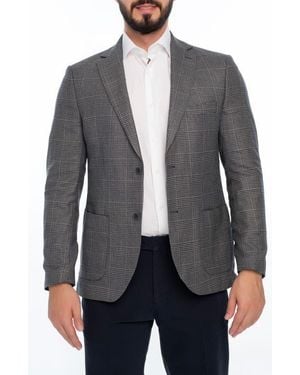 VELLAPAIS Plaid Sport Coat - Gray