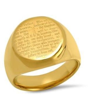 Steeltime Lord's Prayer 18K Plated Signet Ring - Yellow