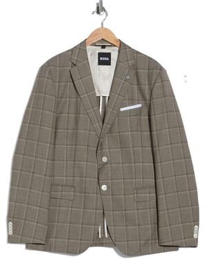 BOSS Hutson Slim Fit Plaid Sport Coat - Gray