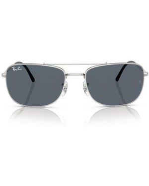 Ray-Ban 59Mm Rectangular Aviator Sunglasses - Metallic