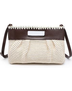 Moda Luxe Straw Crossbody Clutch - Brown