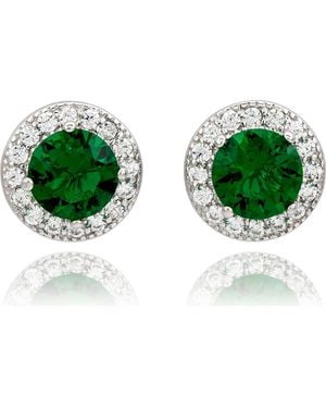 Suzy Levian Cz Halo Stud Earrings - Green