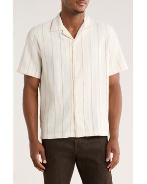 Denim and Flower Relaxed Fit Stripe Textured Camp Shirt Stripe Textured Camp Shirt - Natural