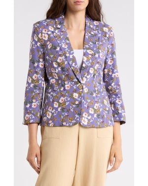 Nicole Miller Jade Floral Notch Lapel Blazer - Purple