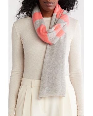 Portolano Uneven Stripes Cashmere Oblong Wrap - White