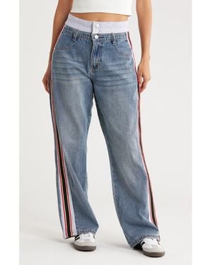 PTCL Double Waistband Wide Leg Jeans - Blue
