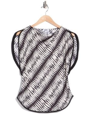 DKNY Satin Flutter Sleeve Top - Multicolor