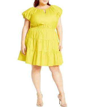 City Chic Alina Fit & Flare Minidress - Yellow