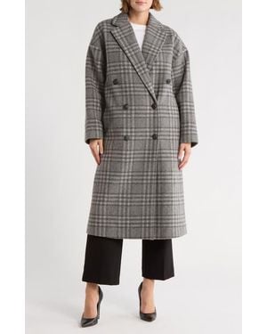 Rag & Bone Thea Plaid Double Breasted Wool Blend Coat - Gray