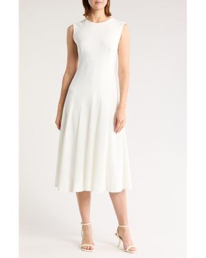 Calvin Klein Scuba Crepe Fit & Flare Dress - White