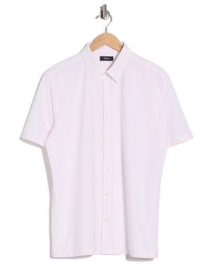 Theory Irving Aster Short Sleeve Button-Up Shirt - Pink