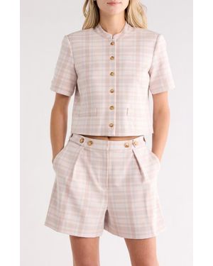 10 Crosby Derek Lam Grace Plaid Short Sleeve Jacket - Natural