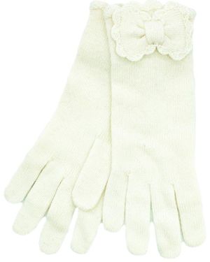 Portolano Scalloped Edge Knit Gloves - White