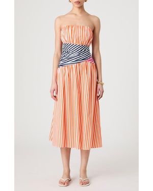 French Connection Alexis Stripe Strapless Midi Dress - Multicolor