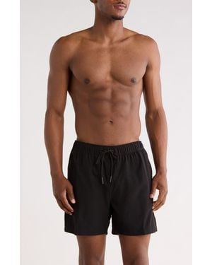Vintage Summer Performance Lined Volley Swim Shorts - Black