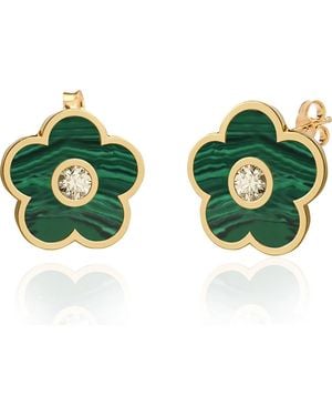 Gabi Rielle Effortless Staples Inlay Floral Stud Earrings - Green