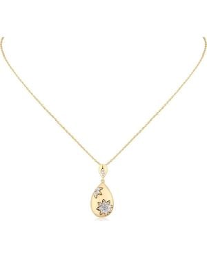Jardin Cubic Zirconia Floral Teardrop Pendant Necklace - Metallic