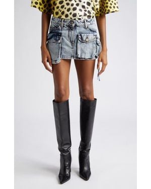 The Attico Fay Denim Cargo Skirt - Blue