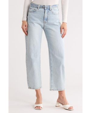 Kensie Jessica High Rise Belted Ankle Barrel Leg Jeans - Blue