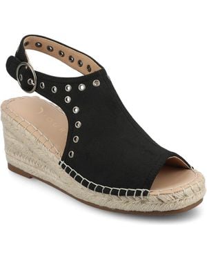 Journee Collection Crisie Espadrille Wedge Sandal - Black