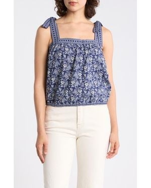 Max Studio Tie Strap Bubble Top - Blue