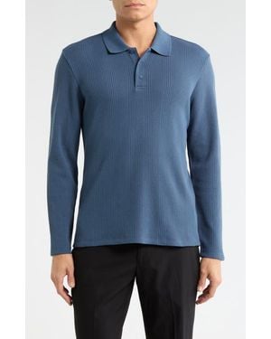Vince Variegated Waffle Stitch Polo - Blue