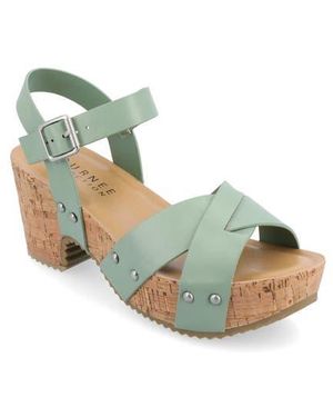 Journee Collection Platform Sandal - Green
