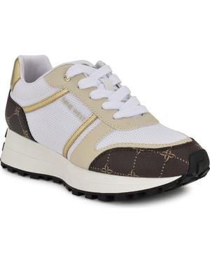 Nine West Vino Mixed Media Sneaker - White