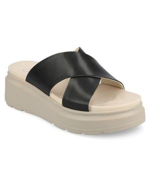 Journee Collection Cathie Platform Wedge Sandal - Black