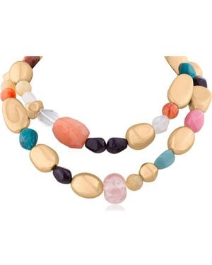 Jardin Chunky Layered Pebble Necklace - Pink
