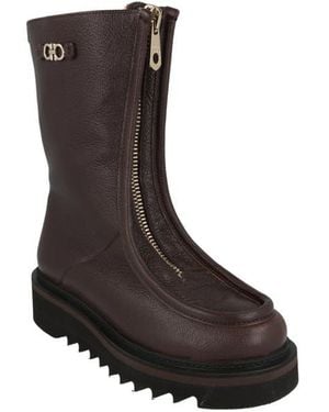Ferragamo Eurialo Leather Boot - Brown