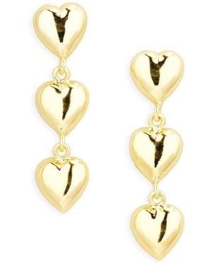 Argento Vivo Triple Heart Drop Earrings - Metallic