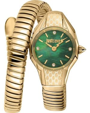 Just Cavalli Vivace Snake Wraparound Bracelet Watch, 22.5Mm X 32.5Mm - Metallic