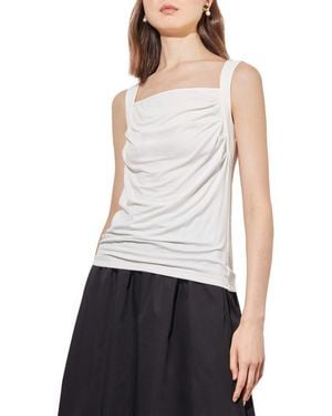 Ming Wang Front Drape Sleeveless Top - White