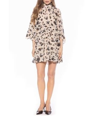 Alexia Admor Vespera Cape Sleeve Chiffon Trapeze Minidress - Multicolor
