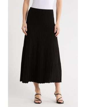Max Studio Pleated Sweater Midi Skirt - Black