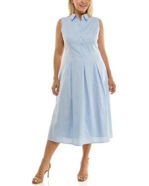 Nicole Miller Sleeveless Poplin Midi Shirtdress - Blue