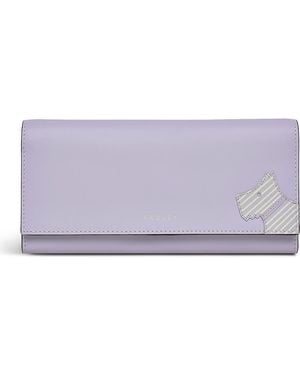 Radley Plaid Large Leather Flapover Wallet - Purple