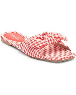 Top Moda Penny Gingham Bow Slide Sandal - Pink