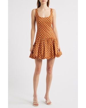 Hutch Sleeveless Drop Waist Bubble Hem Minidress - Orange