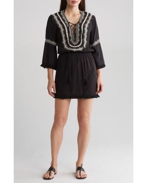 Boho Me Embroidered Cover-Up Dress - Black